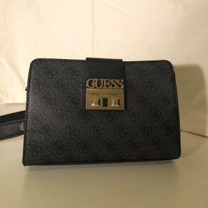 Guess Logo Black and Gold Detailed Crossbody Bag